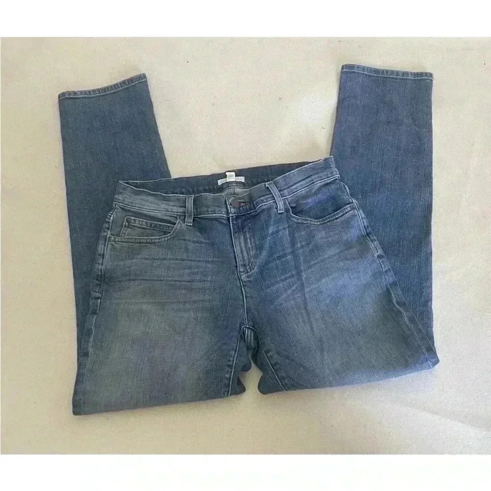 Eileen Fisher Womens Size 4 Straight Leg Stretch Denim Blue Ankle Jeans 28x28 - Picture 2 of 11